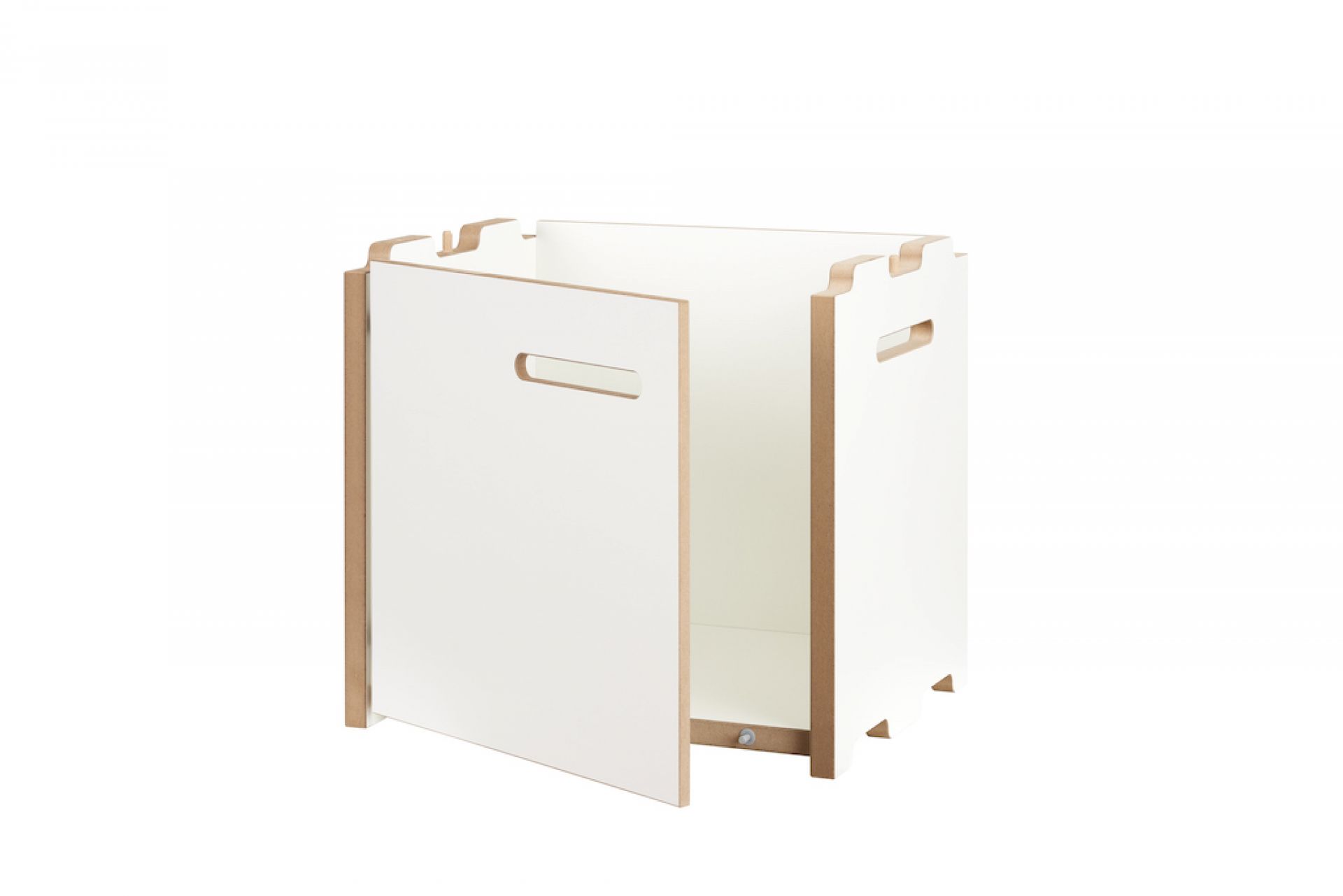 Tojo Halbstark Anbaumodul mit Tür links, weißes Regalmodul für flexible Stauraumlösungen im Kinderzimmer.