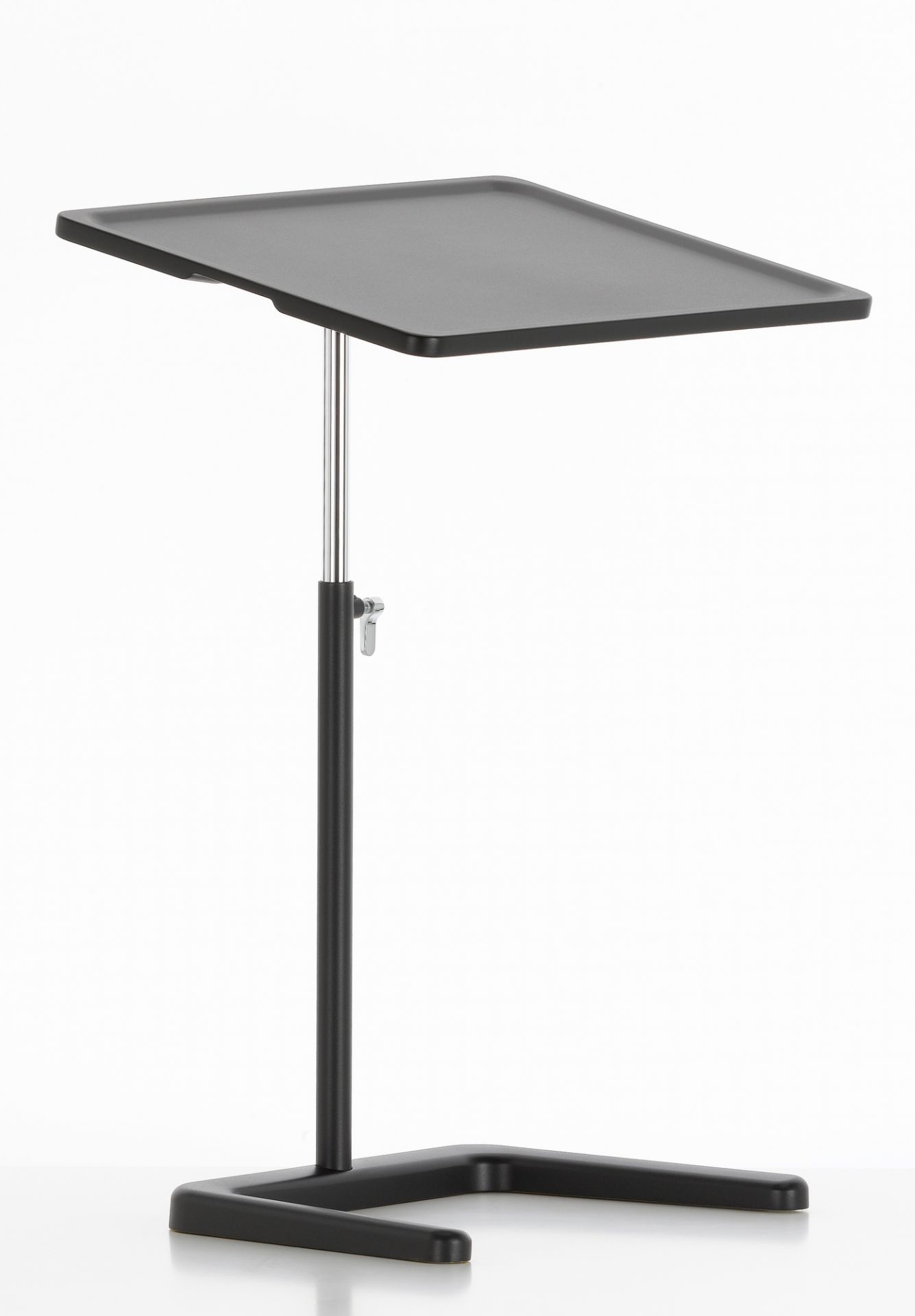 Vitra Nes Table Beistelltisch in dunkler Ausführung. Höhenverstellbarer, moderner Tisch für Wohnzimmer und Büro.