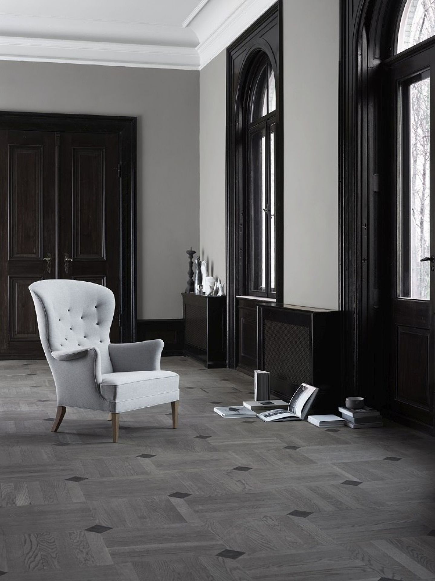 FH419 Heritage Chair Sessel von Carl Hansen & Søn, Eiche geölt, grauer Stoffbezug.