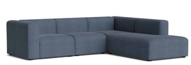 Blau-graues Mags Sofa Eckkombination mit Armlehne rechts, moderner Stoffbezug für Wohnzimmer und Lounge.