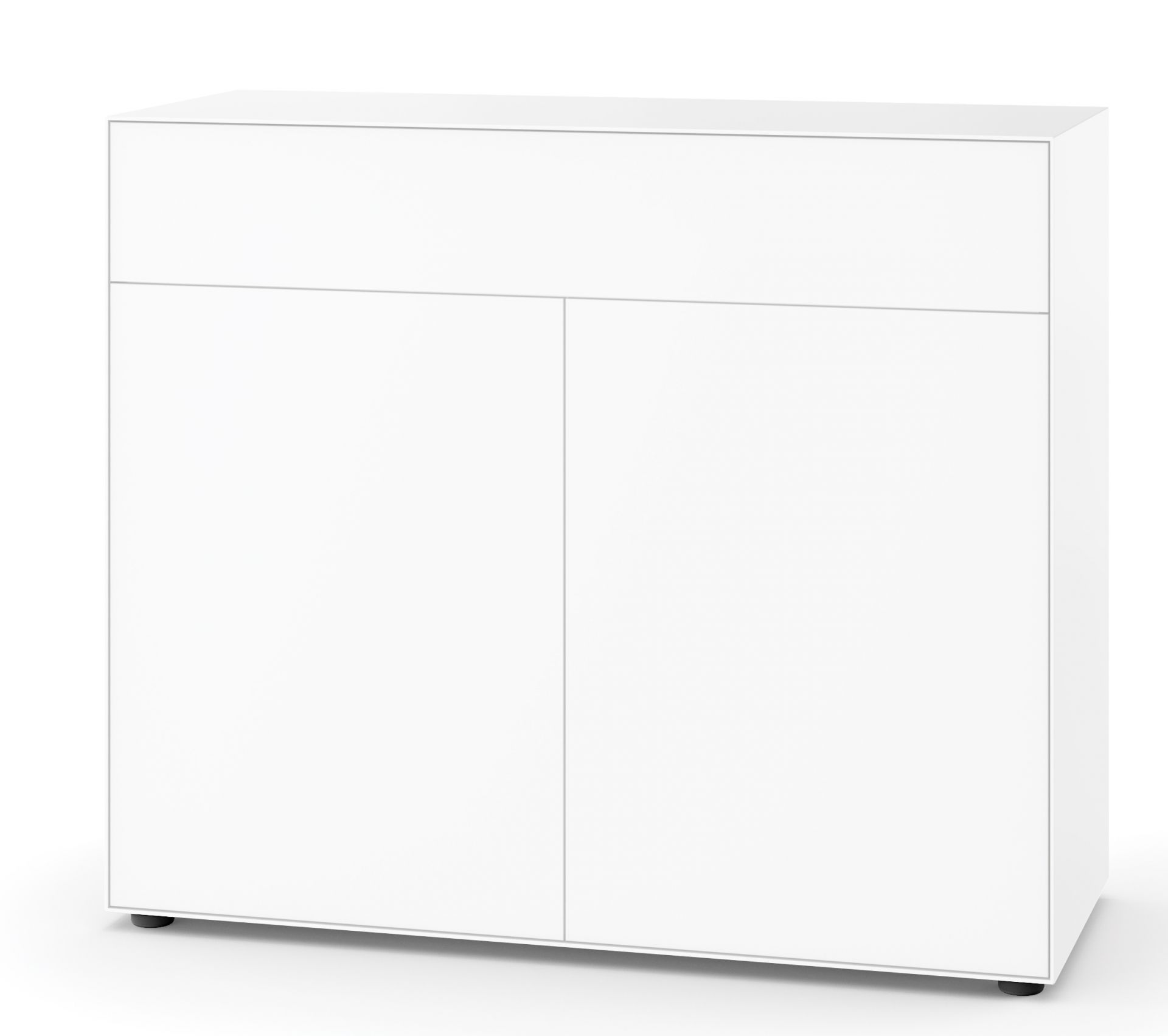 Weißes Nex Pur Box Sideboard von Piure mit Tür und Schubkasten für modernes Wohnen.