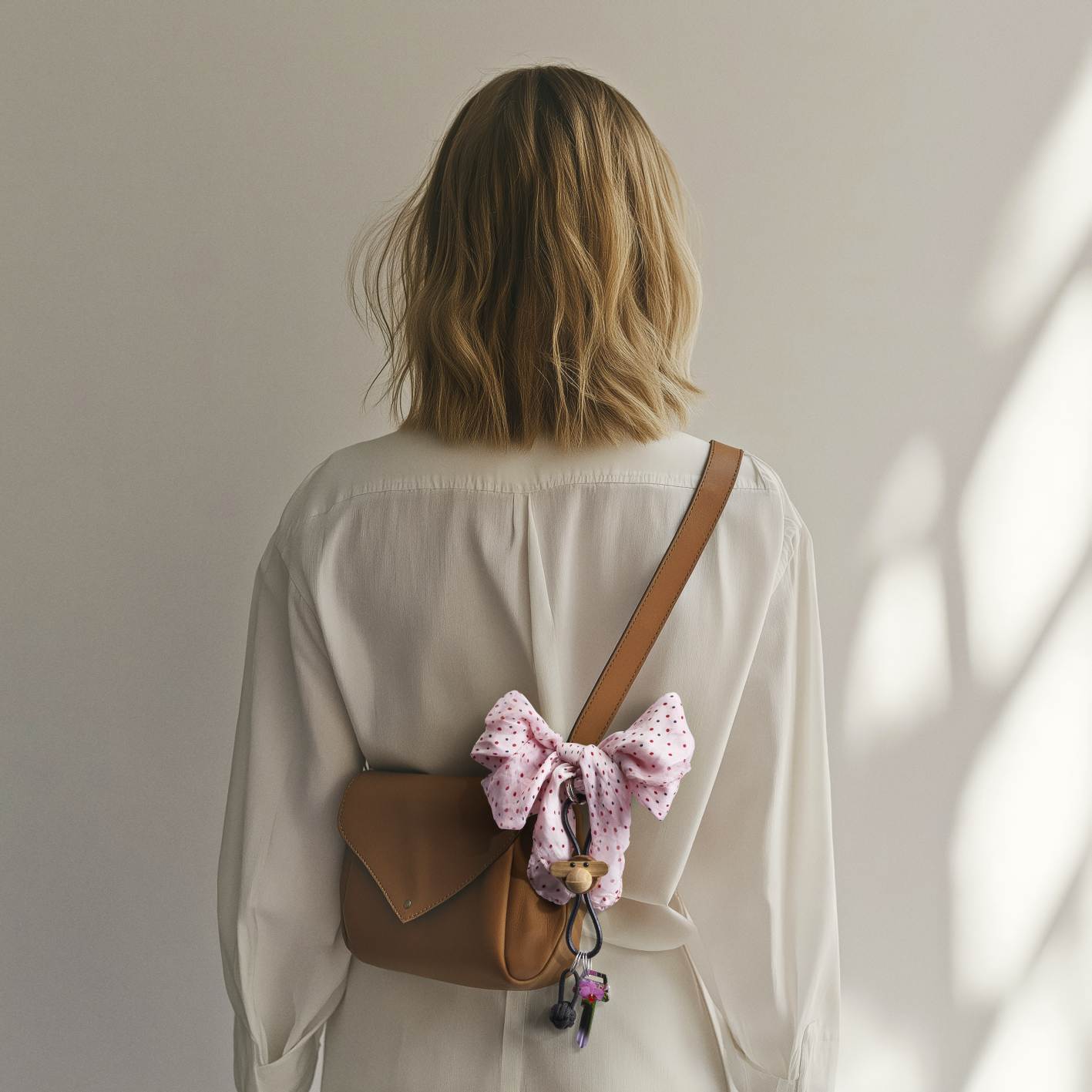 Affe Schlüsselanhänger silberfarbenes Metall mit schwarzem Leder Kay Bojesen