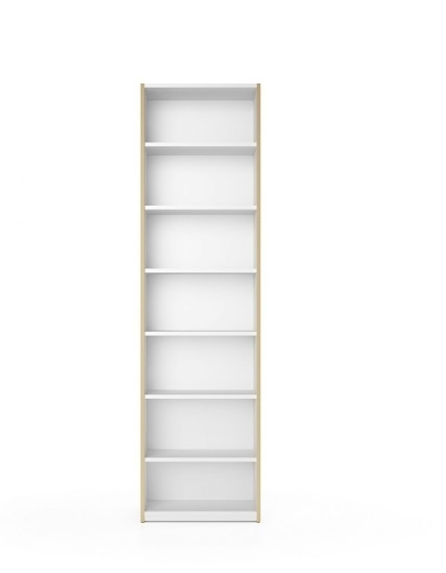 Weißes, hohes Regal "Modular Plus" von Müller Möbelwerkstätten mit acht Fächern.