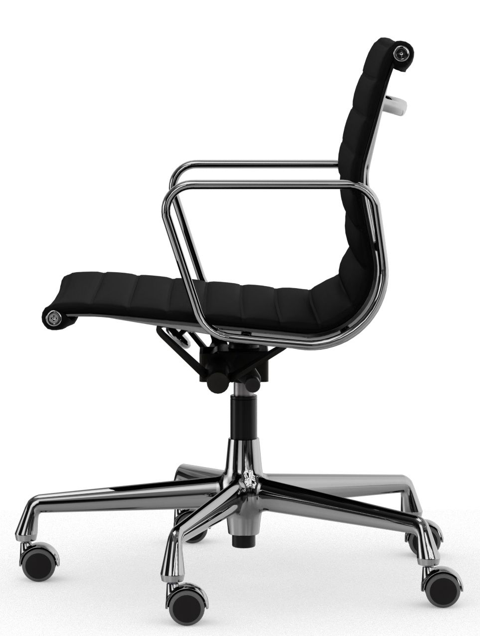 Aluminium Chair EA 118 / EA118 Stuhl Leder Premium Nero Vitra