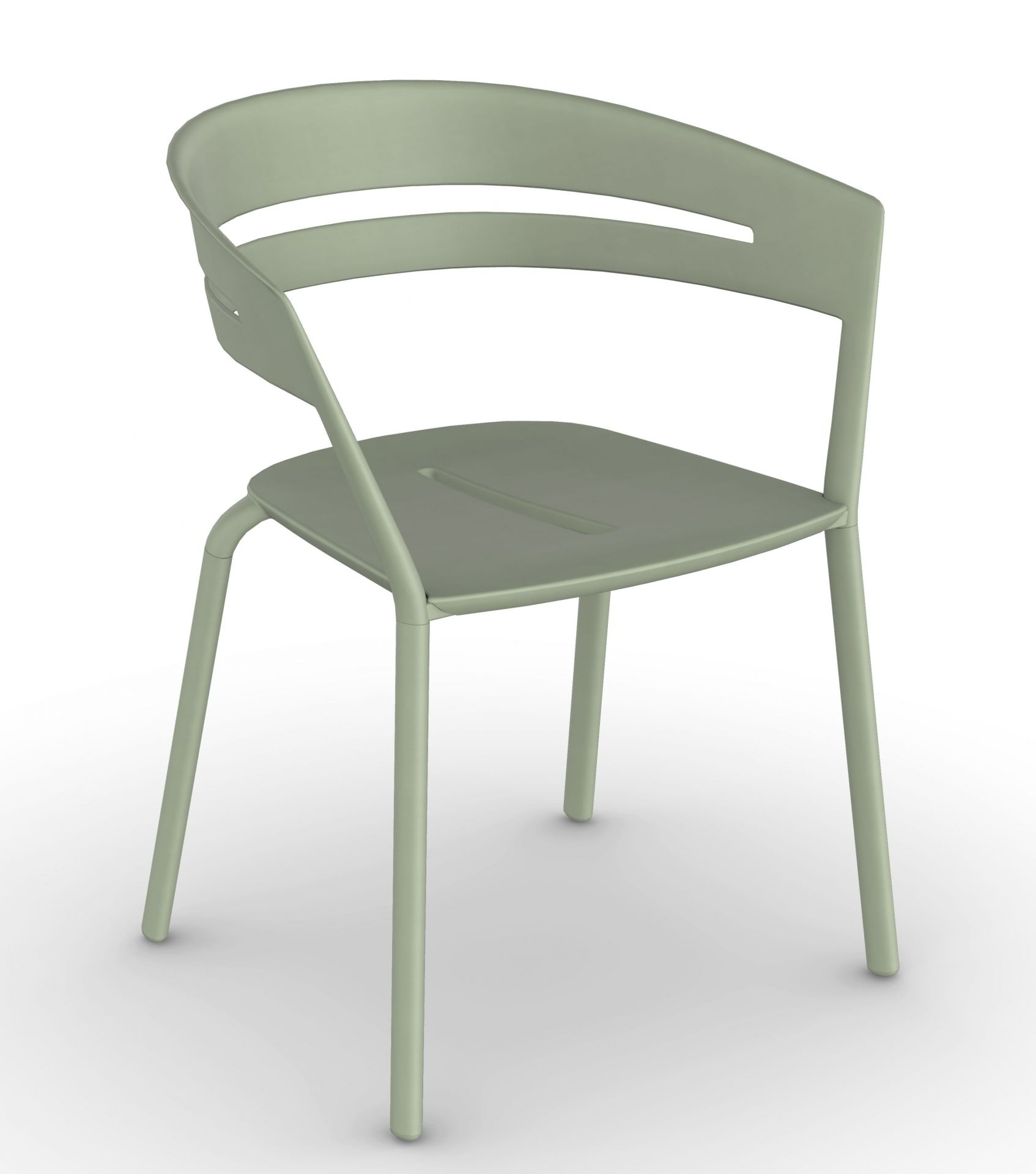 Ria Stuhl in Grüntee-Farbe, moderner Armlehnstuhl für Esszimmer und Wohnbereich.
