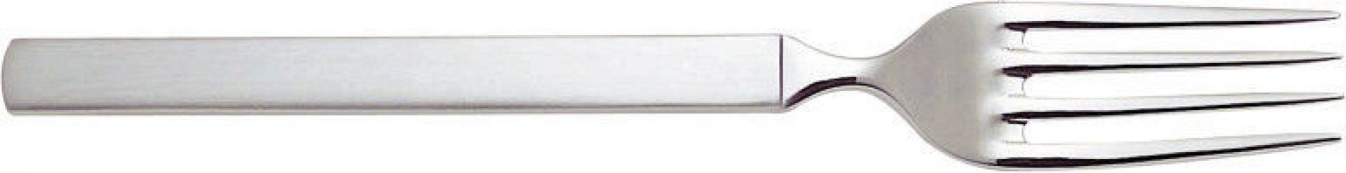 Nahaufnahme einer Gabel aus dem Alessi Dry Besteckset, Edelstahl, modernes Design.