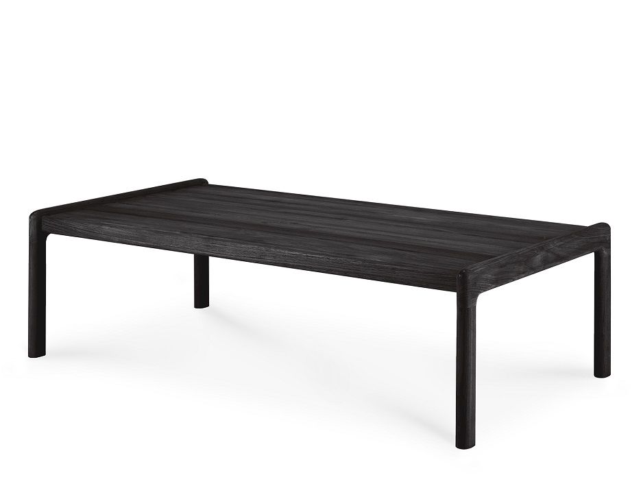 Jack Outdoor Couchtisch aus Teakholz, schwarz lackiert. Moderner Gartentisch für Terrasse und Balkon.