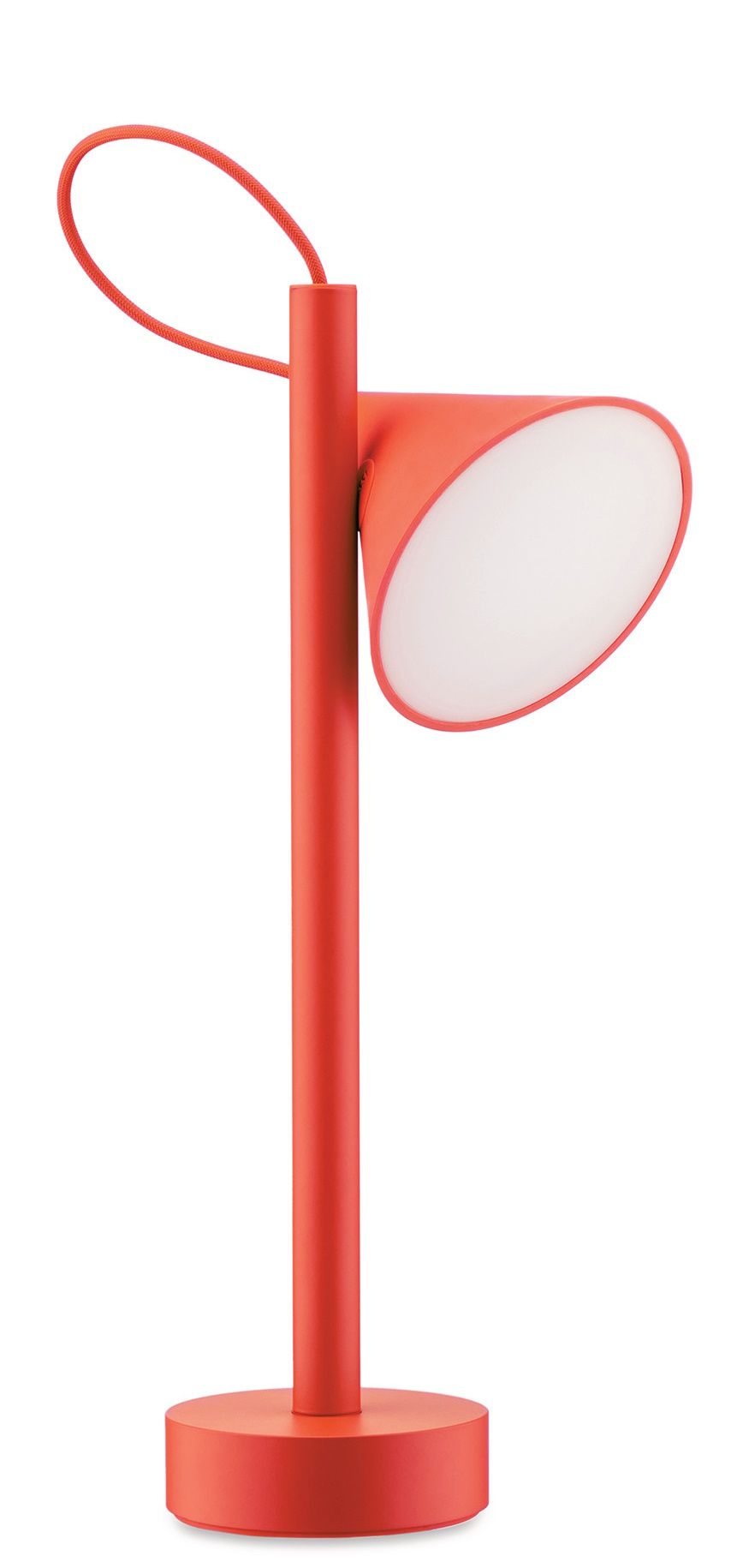 Tsumiki Akku Tischleuchte von Alessi in Orange: Moderne, tragbare Lampe für den Innenbereich.