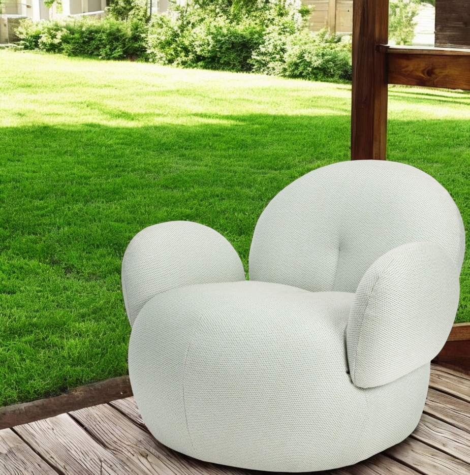 Nana Outdoor Sessel von Freifrau Manufaktur, hellgrauer Loungesessel für den Garten oder Terrasse.