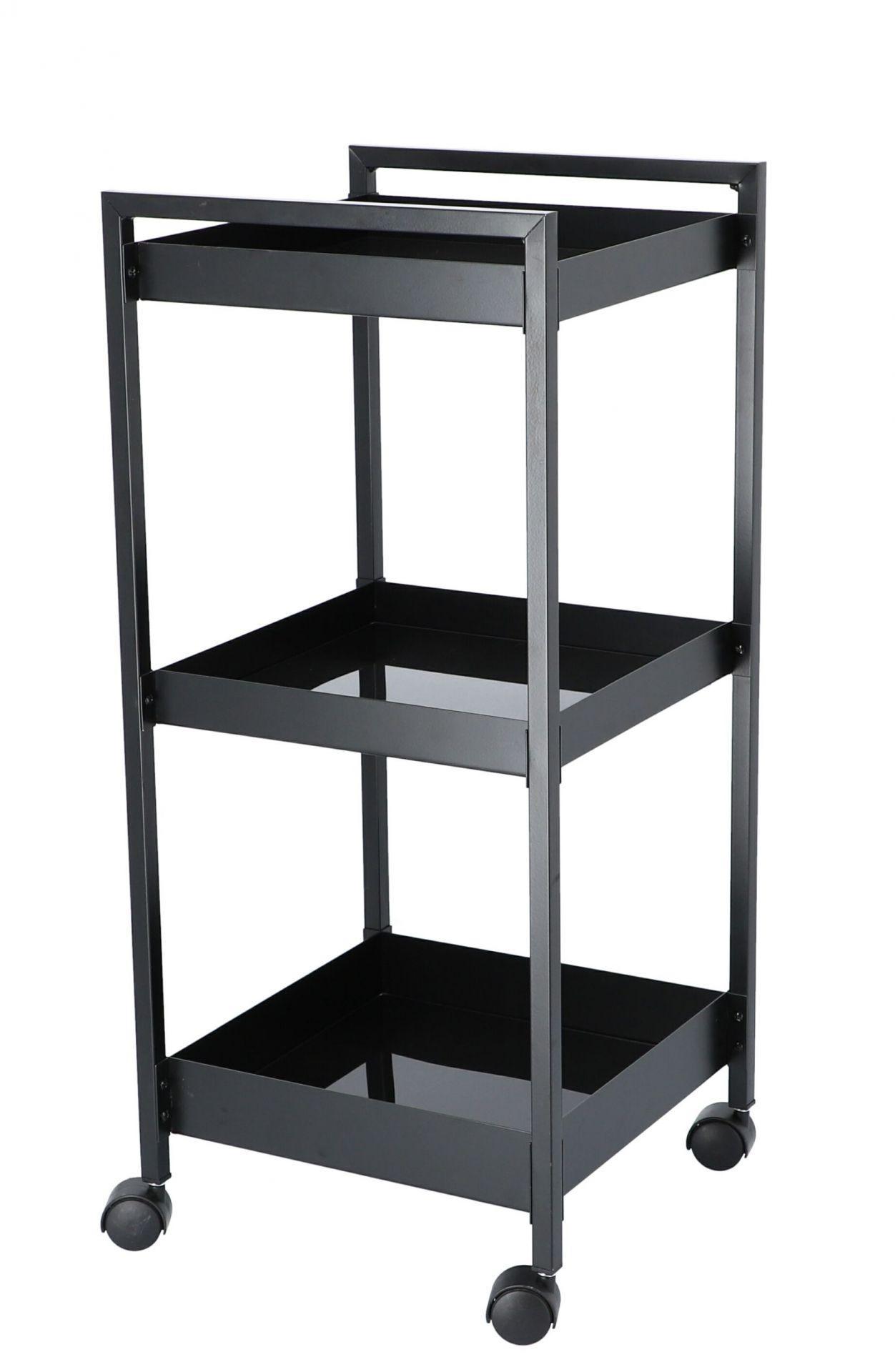Butler S Servierwagen von Jan Kurtz, schwarzer Rollwagen mit drei Ablageflächen.
