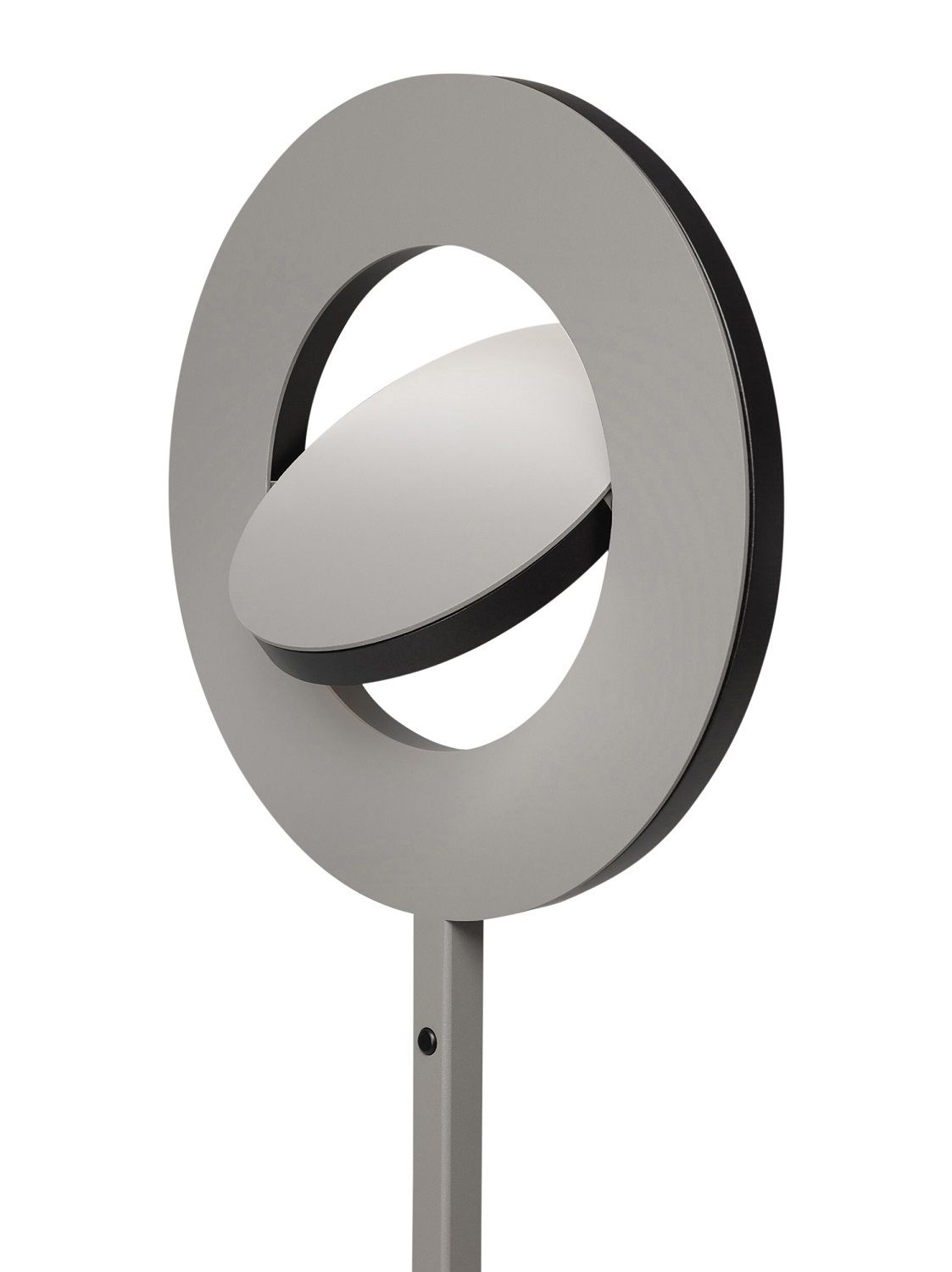 Signum Floor Stehleuchte: Moderne Stehlampe mit kreisförmigem Design und drehbarem Leuchtelement in Grau.