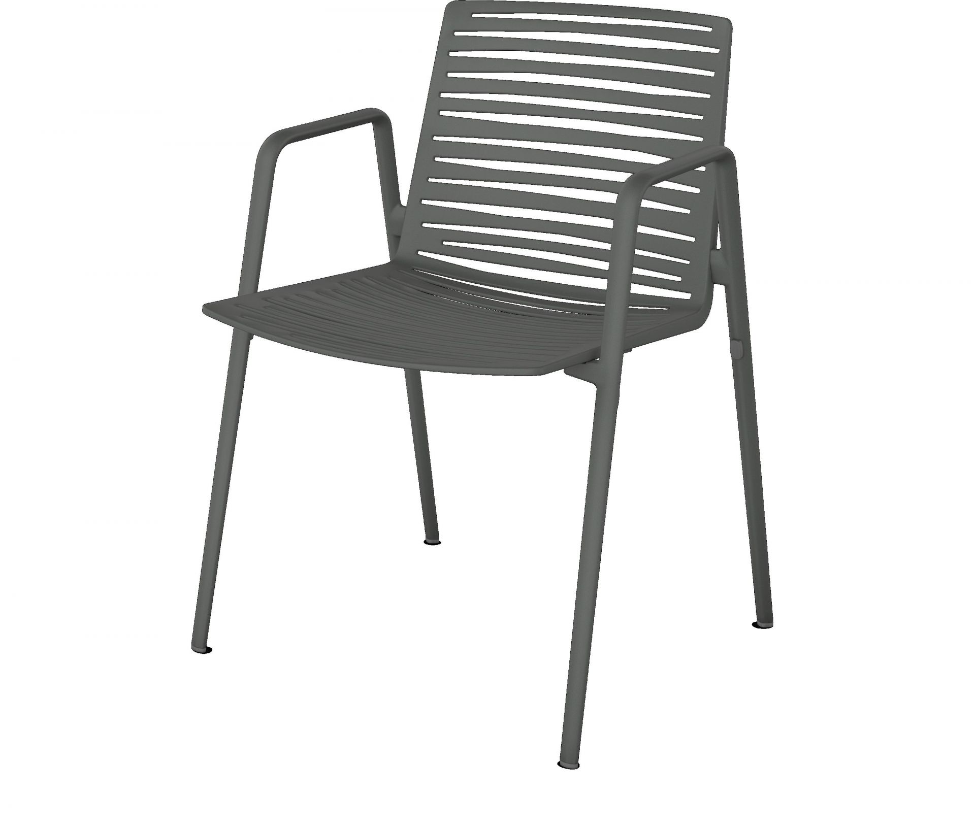 Zebra Stuhl mit Armlehnen Fast, moderner Gartenstuhl aus Aluminium in Anthrazit für den Außenbereich.