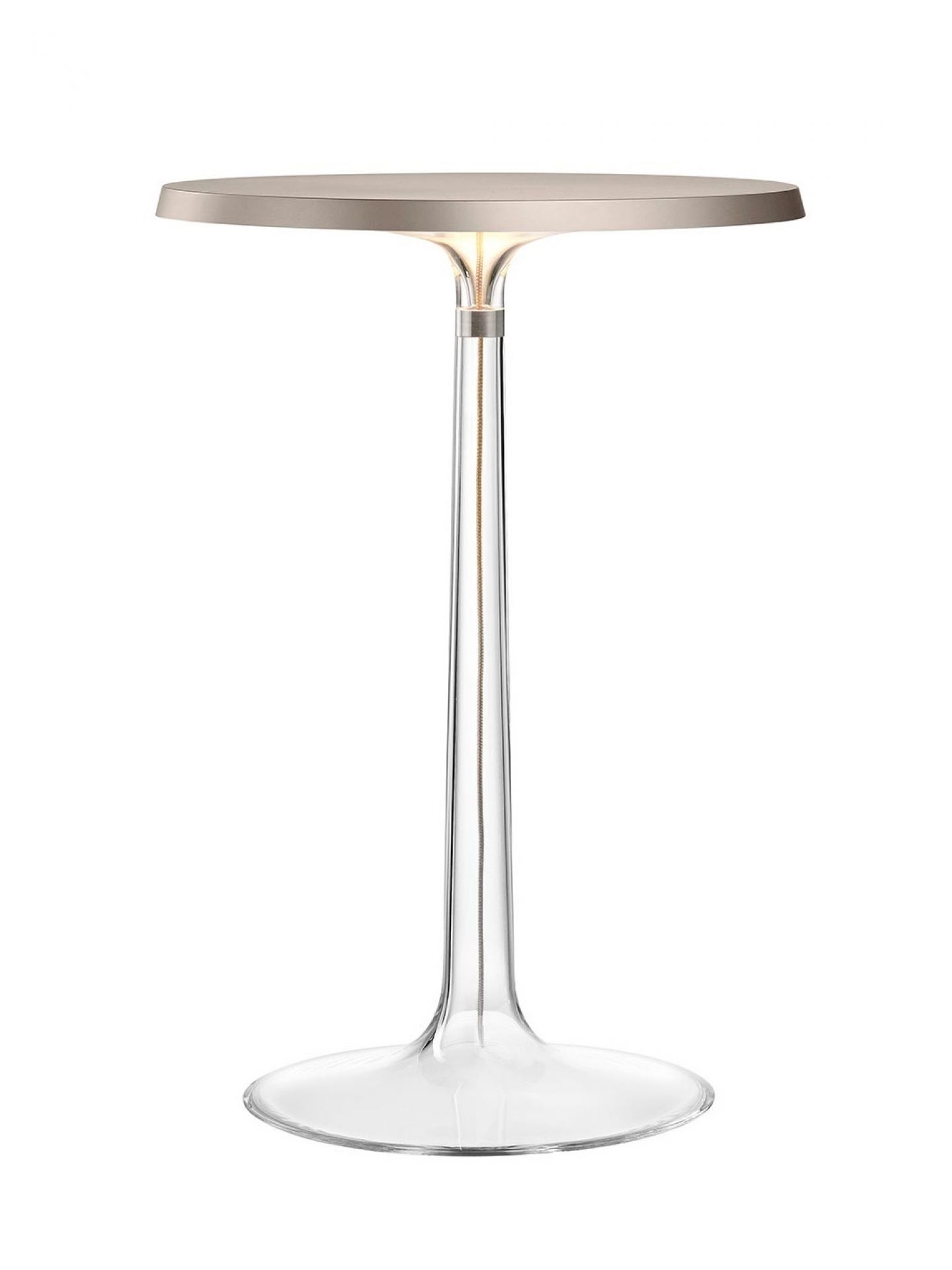 Bon Jour Tischleuchte von Flos: Elegante Tischlampe mit transparentem Fuß und sanftem Licht.