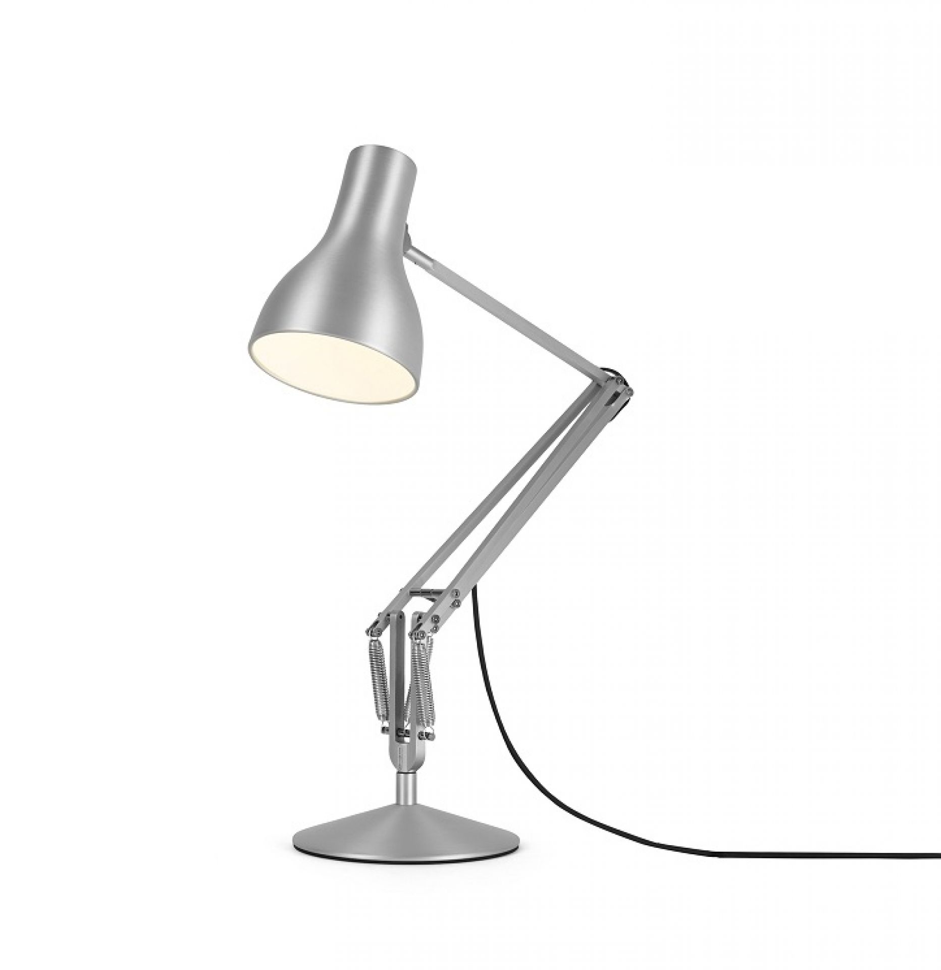 Anglepoise Type 75 Schreibtischleuchte in Silber Lustre, moderne Tischlampe mit verstellbarem Arm.