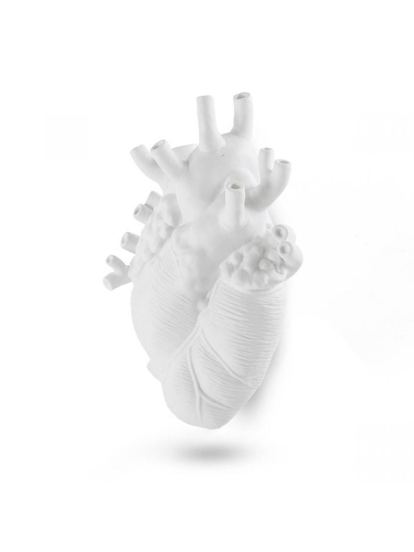 Weiße Herz-Vase "Love in Bloom" von Seletti, moderne Blumenvase in Herzform.