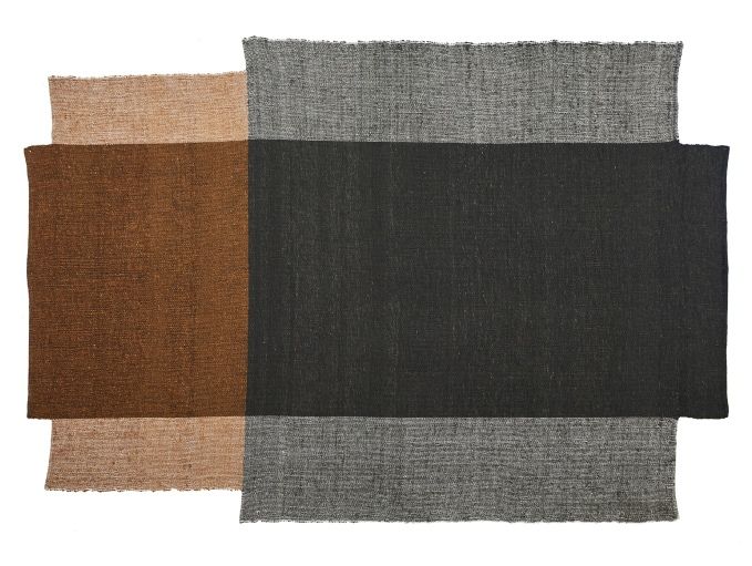 Nobsa Rug Teppich in Ocker und Grau, modernes Design für Wohnzimmer und Schlafzimmer.