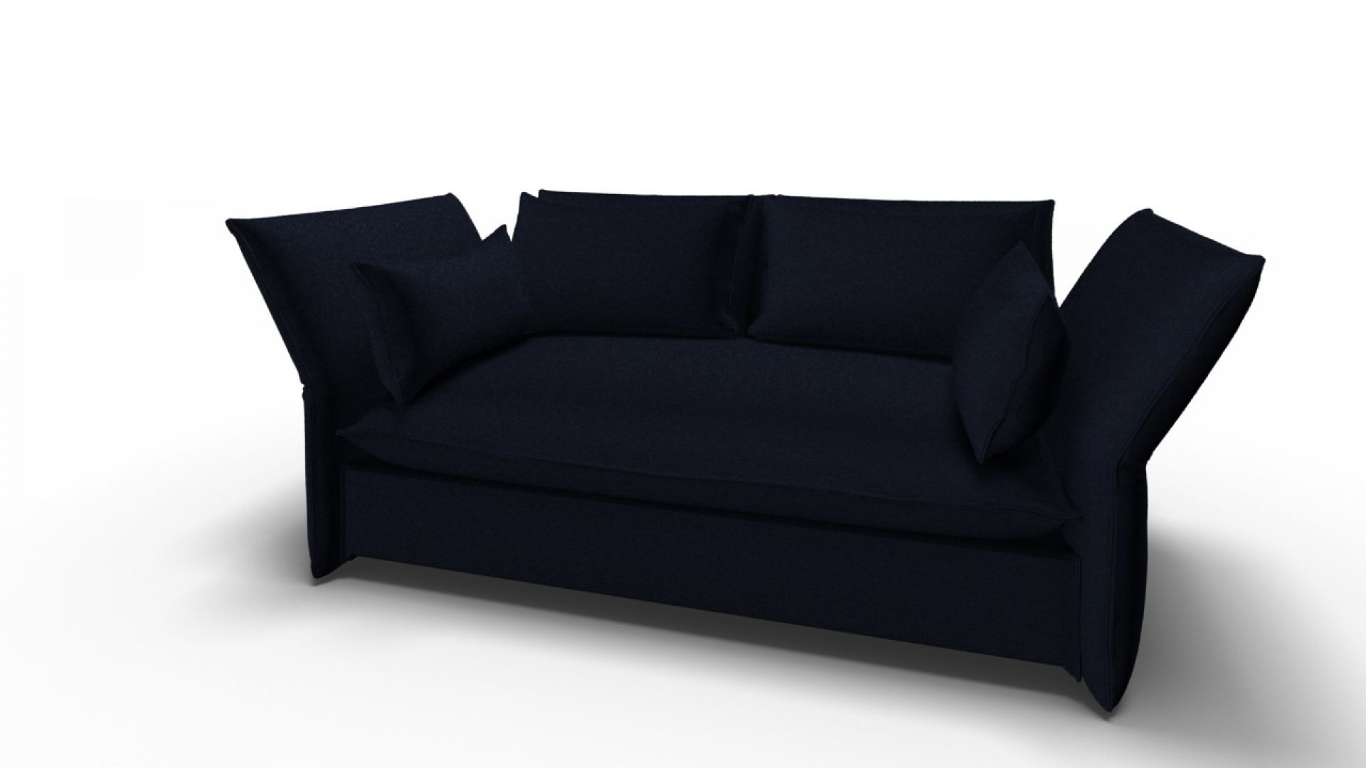 Dunkelblaues Mariposa Sofa von Vitra, ein modernes 2-Sitzer Sofa mit Kissen.