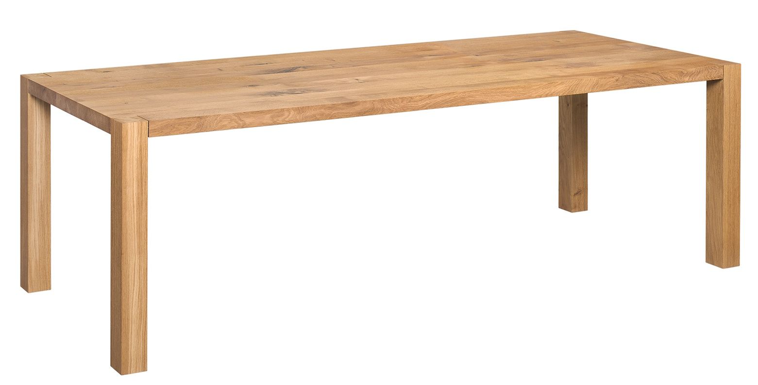 TA22 Holborn Tisch von e15: Rechteckiger Esstisch aus massivem, hellem Eichenholz.
