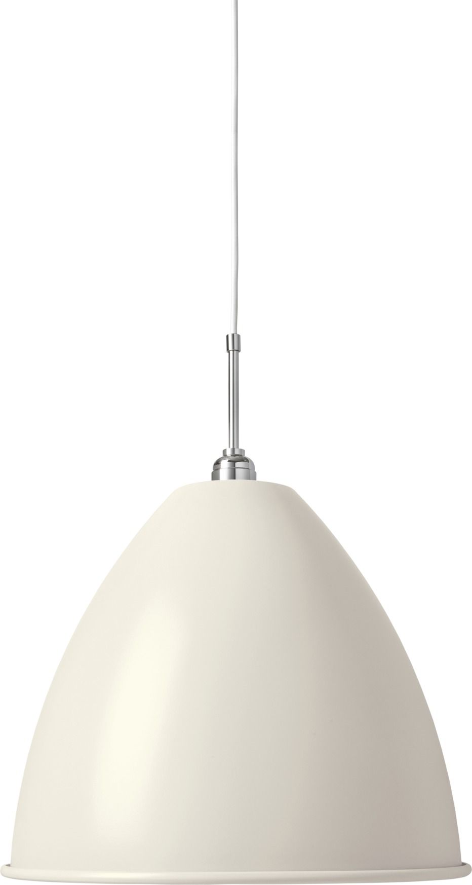 Bestlite Pendelleuchte in Weiß mit Chrom-Details von Gubi, elegante Hängelampe für Wohnraum und Büro.