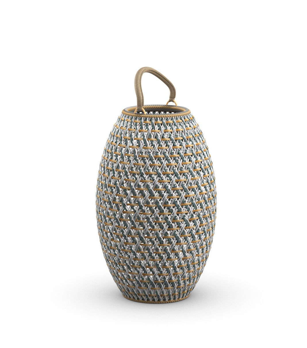 Dala Laterne: Geflochtene Outdoor-Laterne mit Griff, ideal für Garten und Terrasse.