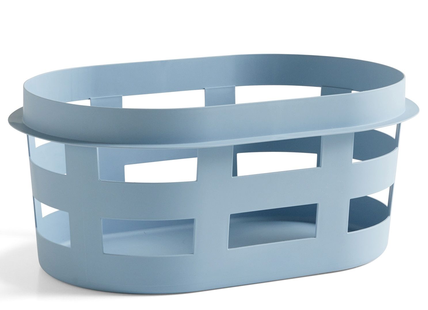 Blauer Hay Wäschekorb S RECYCLED, offene Struktur, ideal für Bad oder Schlafzimmer.