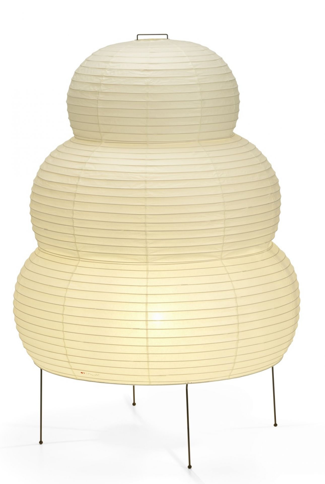 Akari Stehleuchte 25N von Vitra, eine dreistufige Papierleuchte auf filigranem Metallgestell.