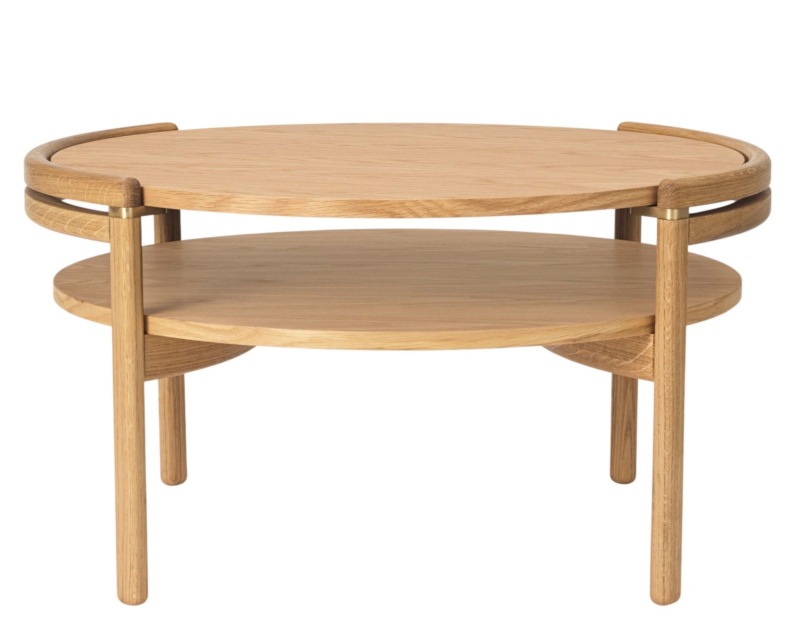 RF1905 Sideways Couchtisch von Carl Hansen & Søn aus Eichenholz mit zwei runden Ebenen.