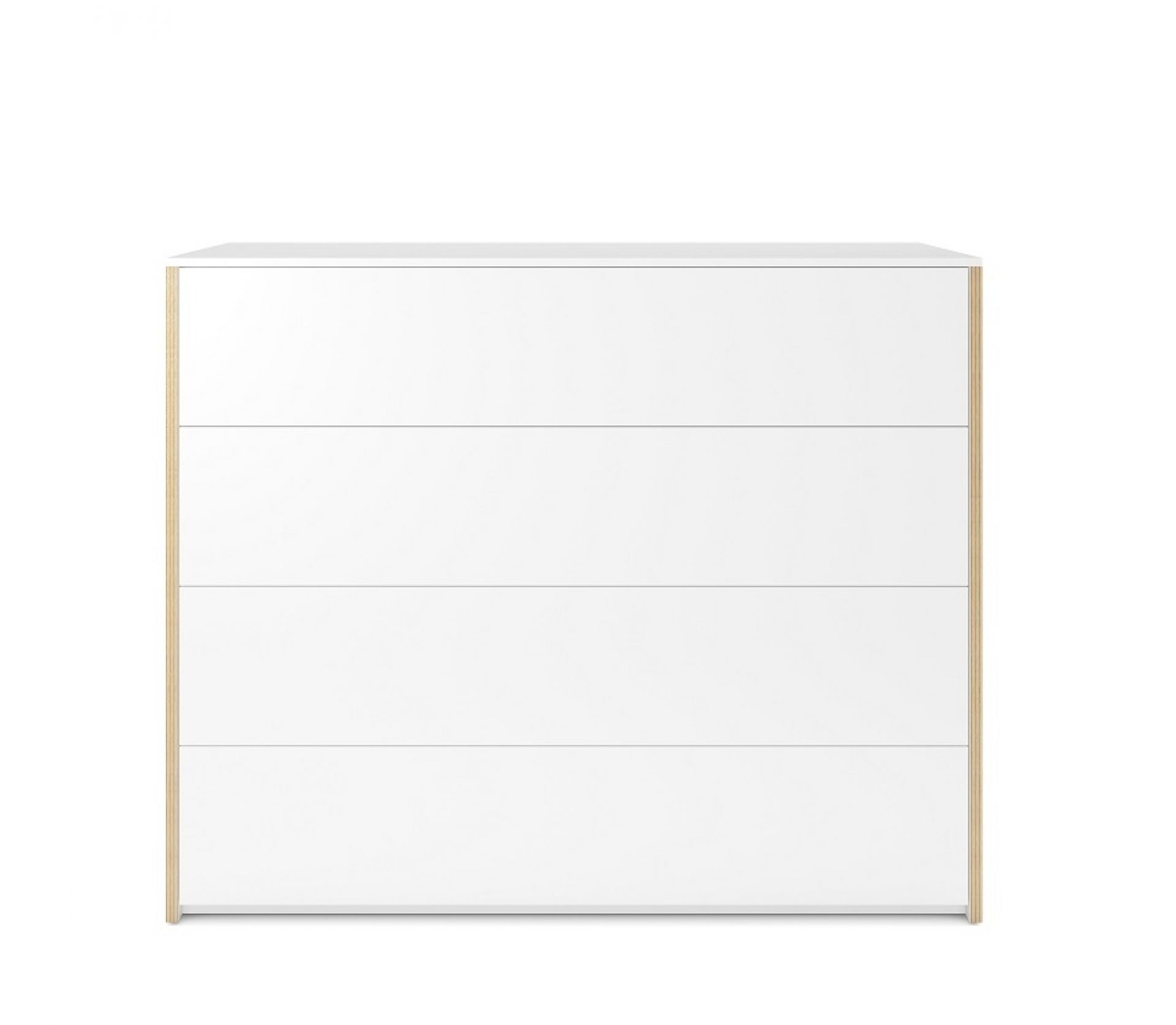 Weiße Modular Plus Kommode von Müller Möbelwerkstätten mit vier Schubladen.