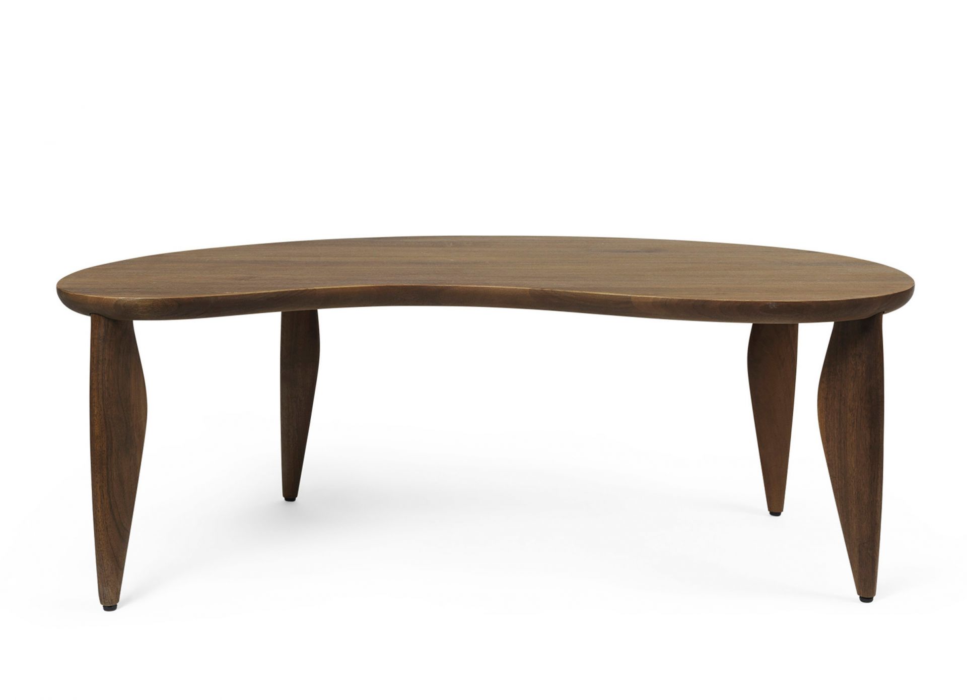 Feve Coffee Table von Ferm Living aus geöltem Walnussholz mit organischer Form.