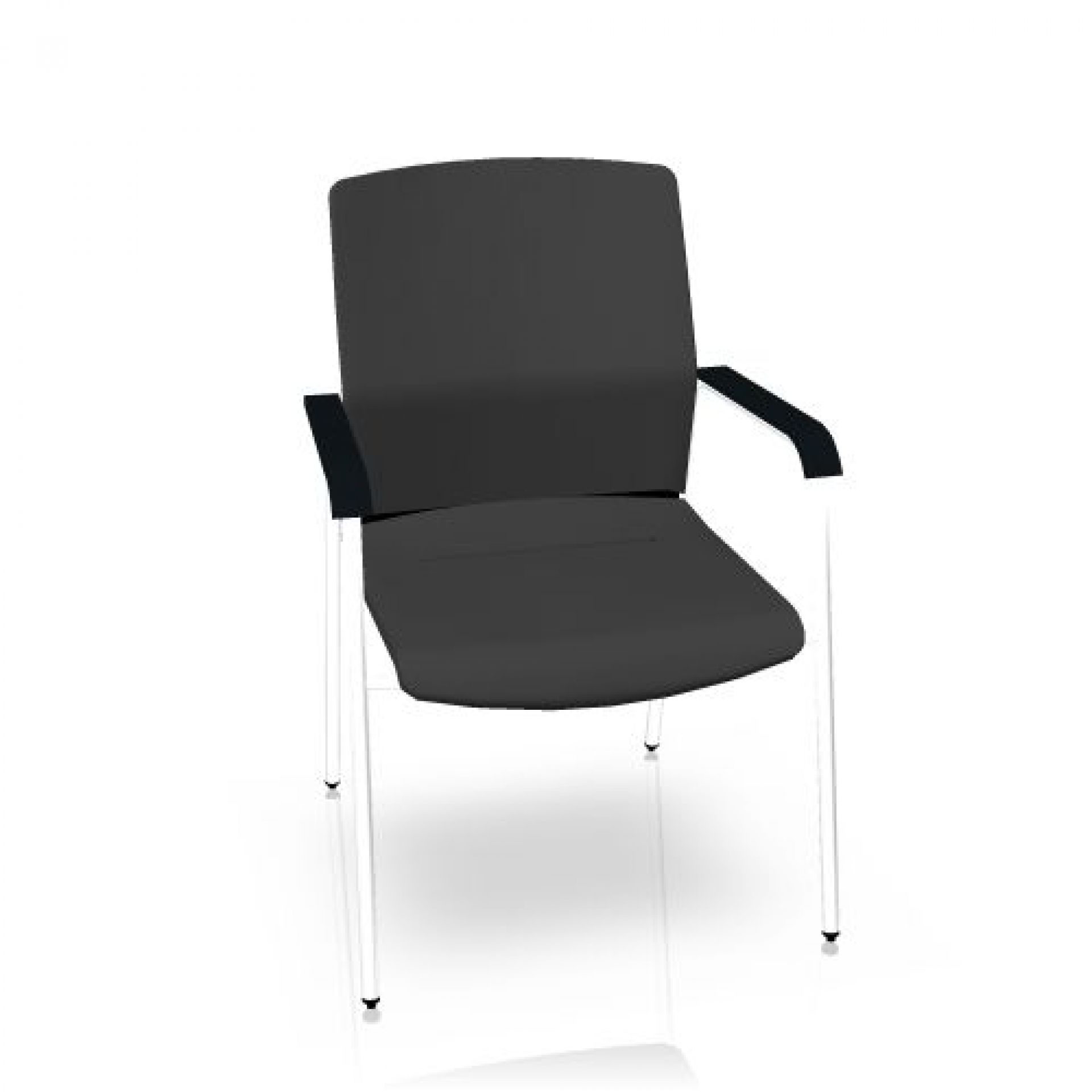 Grauer Wilkhahn ON Besucherstuhl mit Armlehnen und hohem Rücken, ideal für Büro und Wartebereich.