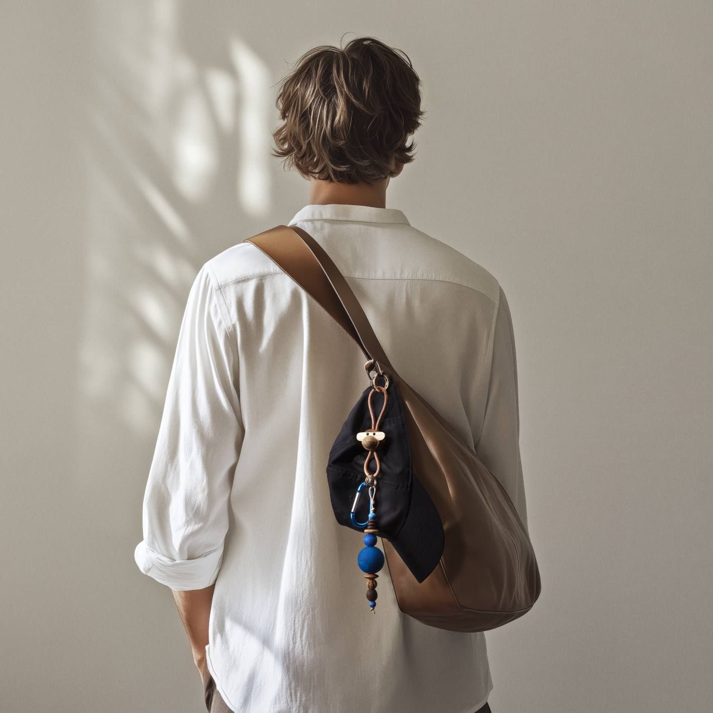 Affe Schlüsselanhänger goldfarbenes Metall mit Naturleder Kay Bojesen