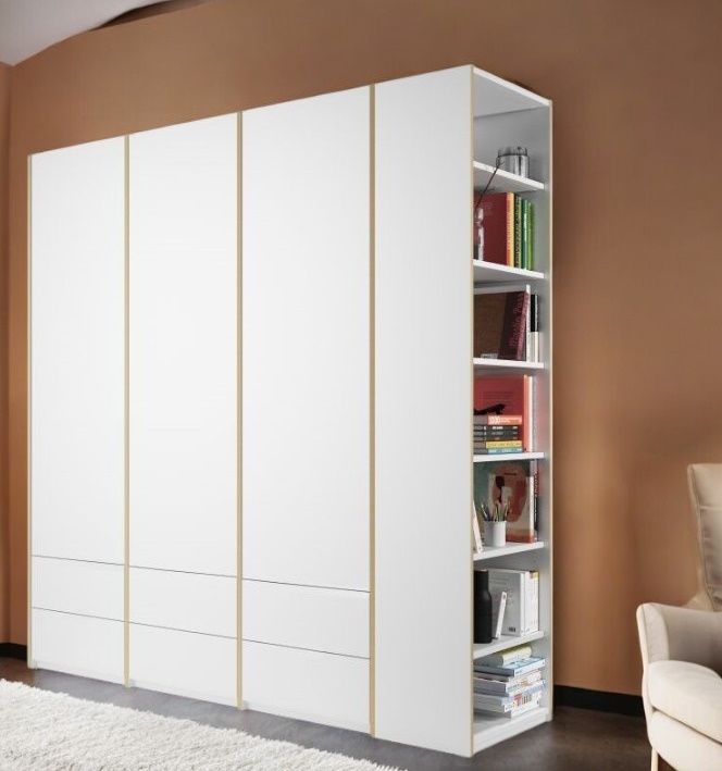 MODULAR PLUS Schrank Kombination von Müller Möbelwerkstätten in Weiß mit Anbauregal rechts.