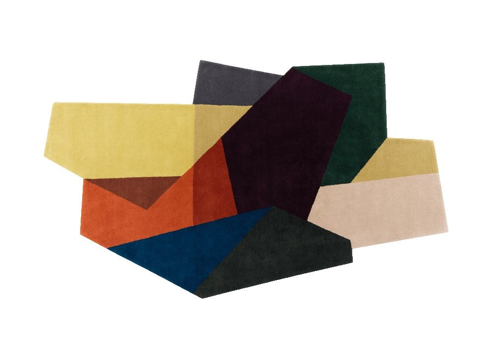 Loko Rug Teppich: Moderner Designer Teppich mit geometrischen Formen und verschiedenen Farben.