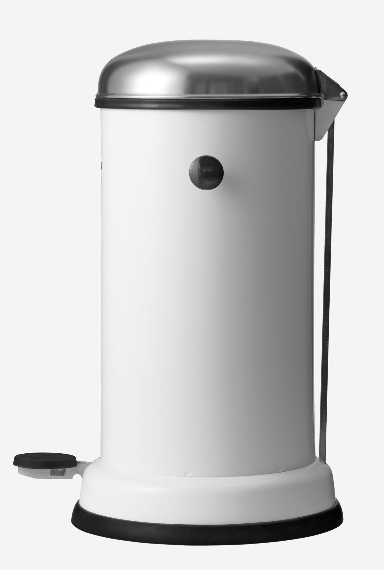 Weißer Vipp Treteimer mit Edelstahldeckel, 14 Liter Fassungsvermögen, ideal für Küche und Bad.