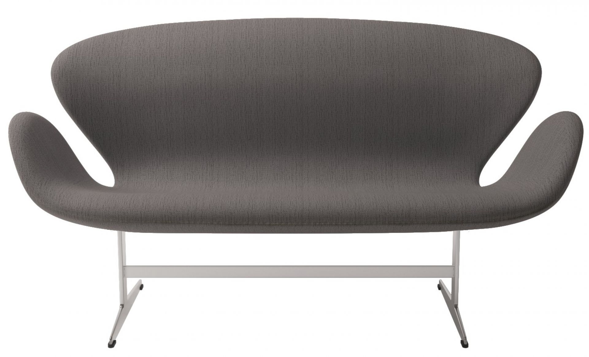 Graues Swan Sofa von Fritz Hansen mit Stoffbezug und silbernem Metallfuß.