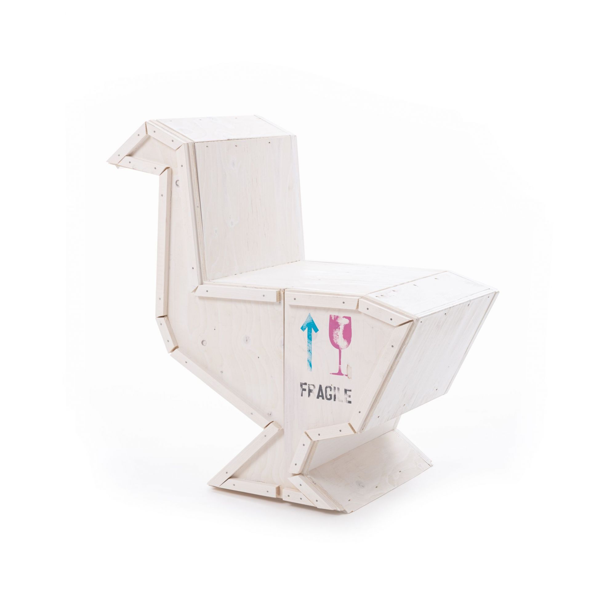 Weißer "Sending Animals" Gans Schrank von Seletti, gefertigt aus Holz, modernes Design.