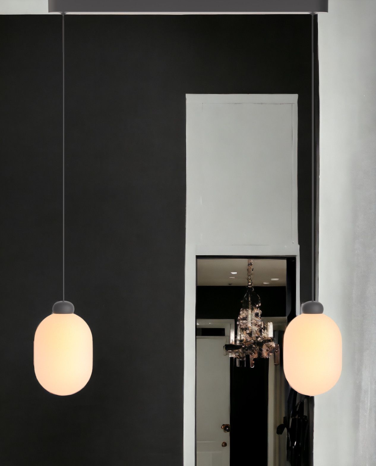 Sun Duo Pendelleuchte in Grau: Moderne Hängelampe mit zwei Leuchten und warmem Licht.