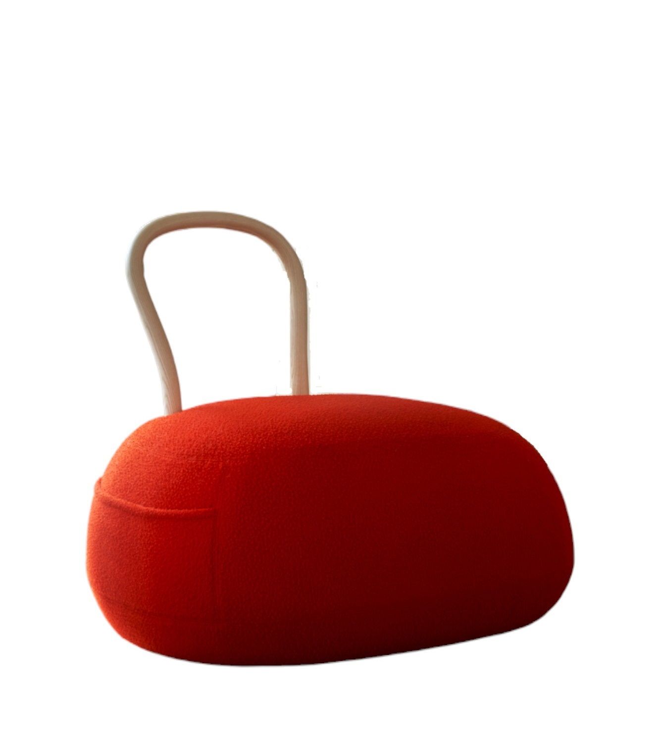 Roter Yum Yum Sessel von Opinion Ciatti mit Griff, modernes Sitzmöbel für Wohnzimmer.