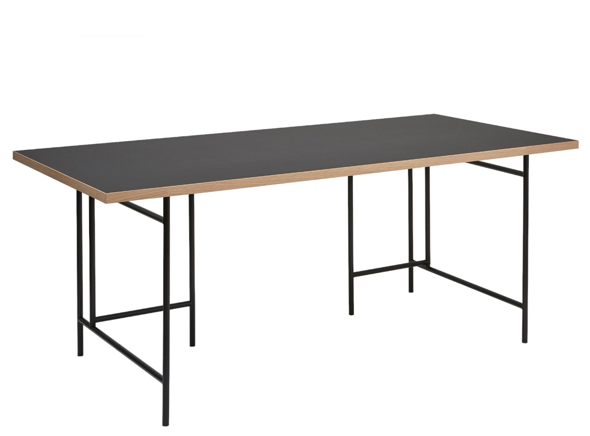 Schwarzer Eiermann Tisch mit farbigem Gestell von Richard Lampert, moderner Schreibtisch für Büro und Zuhause.