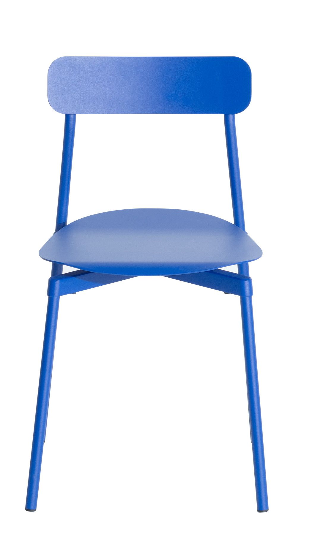Blauer Fromme Chair Stuhl von Petite Friture, moderner Design Stuhl für Esszimmer und Wohnbereich.