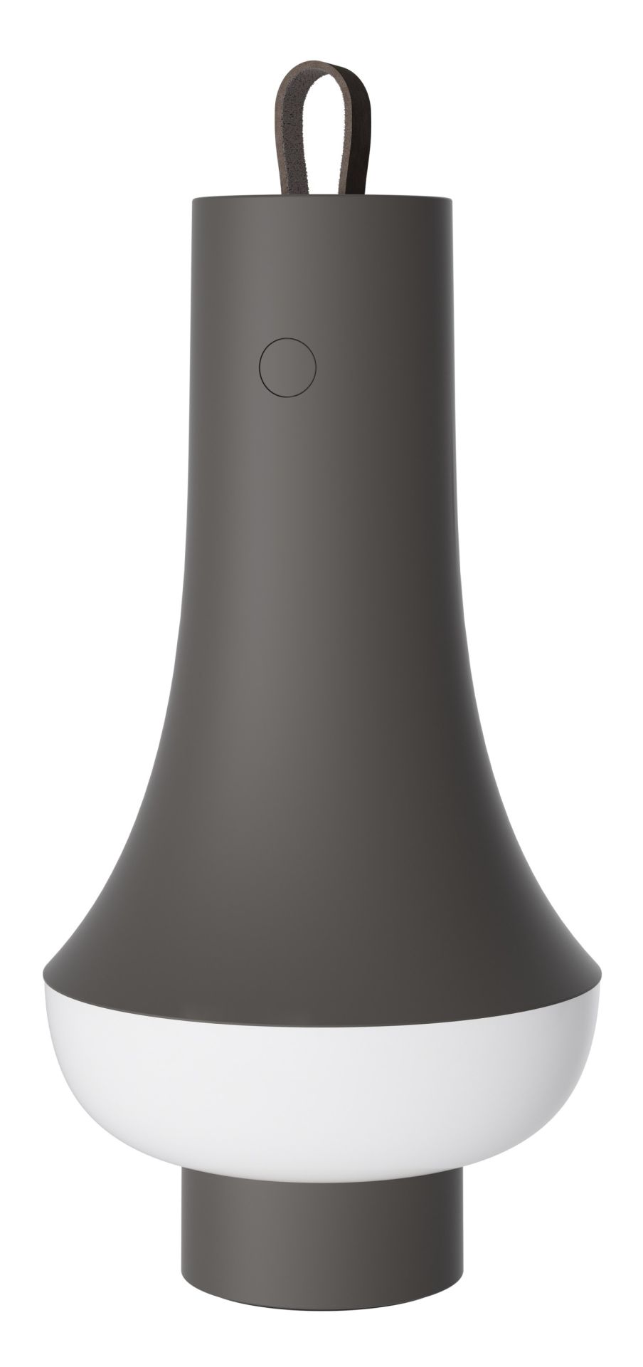 Tomoshi Portable Akkuleuchte von Louis Poulsen in Dunkelbraun: Moderne Tischleuchte mit Tragegriff.