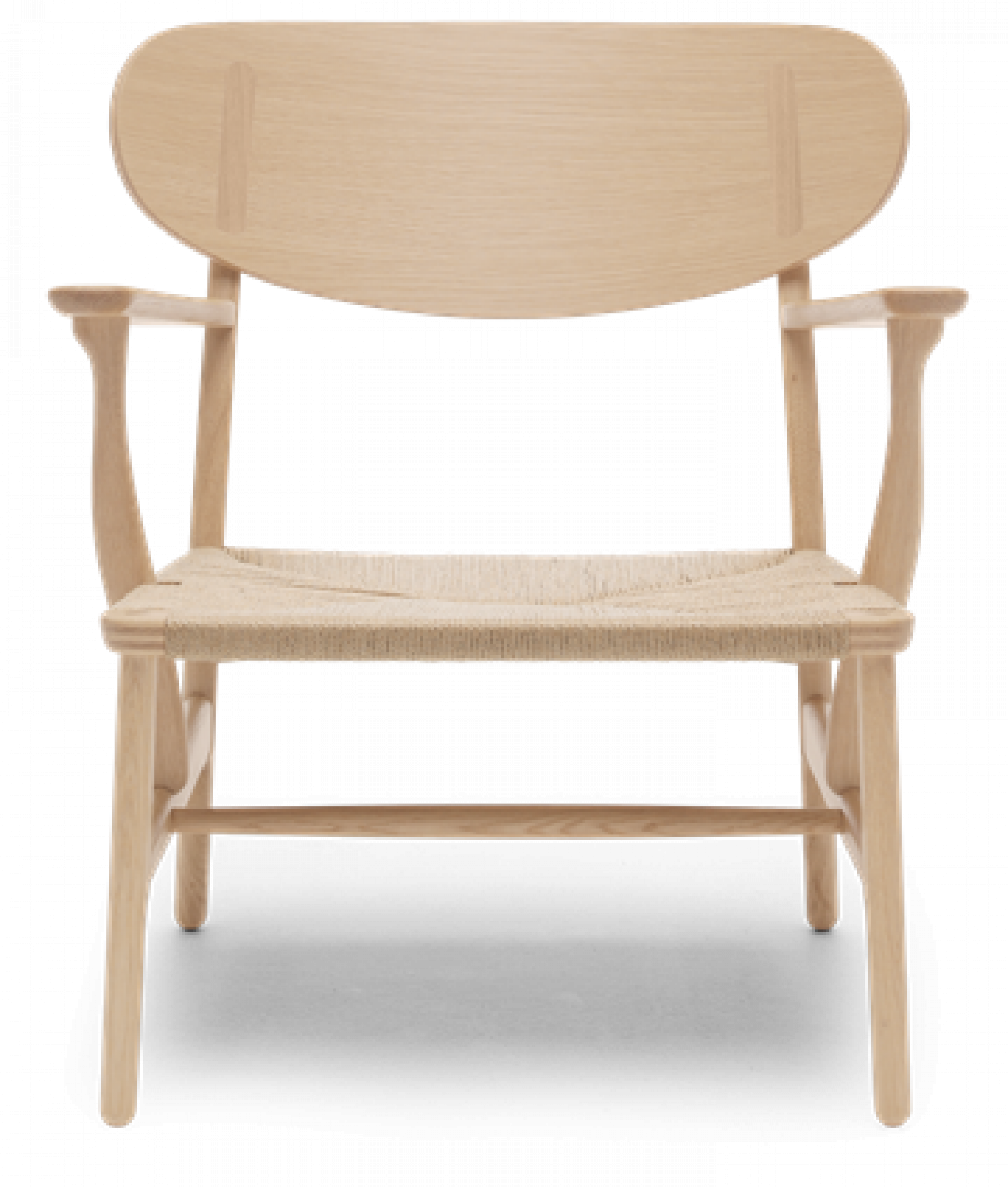 CH22 Lounge Sessel von Carl Hansen & Søn, Eiche Weißöl, mit geflochtener Sitzfläche.