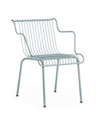 Blauer Magis South Outdoor Stuhl aus Metall, Design Gartenstuhl für den Außenbereich.