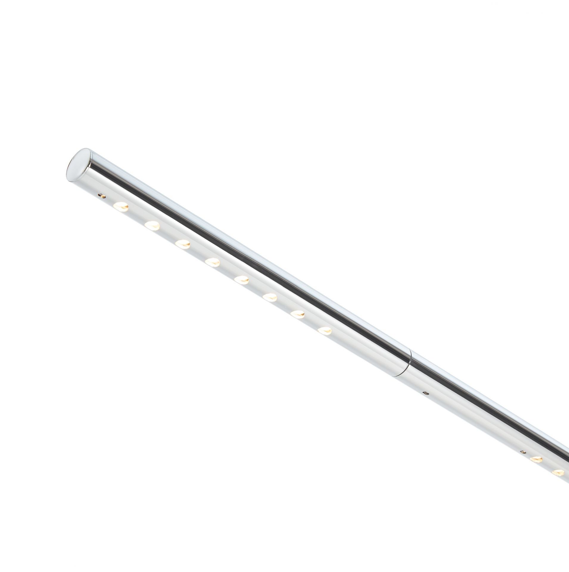 Detailaufnahme: LUM 195 Pendelleuchte von Tecnolumen, verchromtes Metall mit LED-Lichtern. Moderne Hängeleuchte.