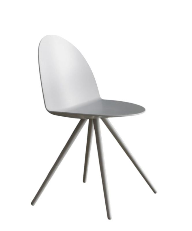 Weißer Camel Stuhl von Segis mit drei Beinen, moderner Designstuhl für Esszimmer und Wohnbereich.