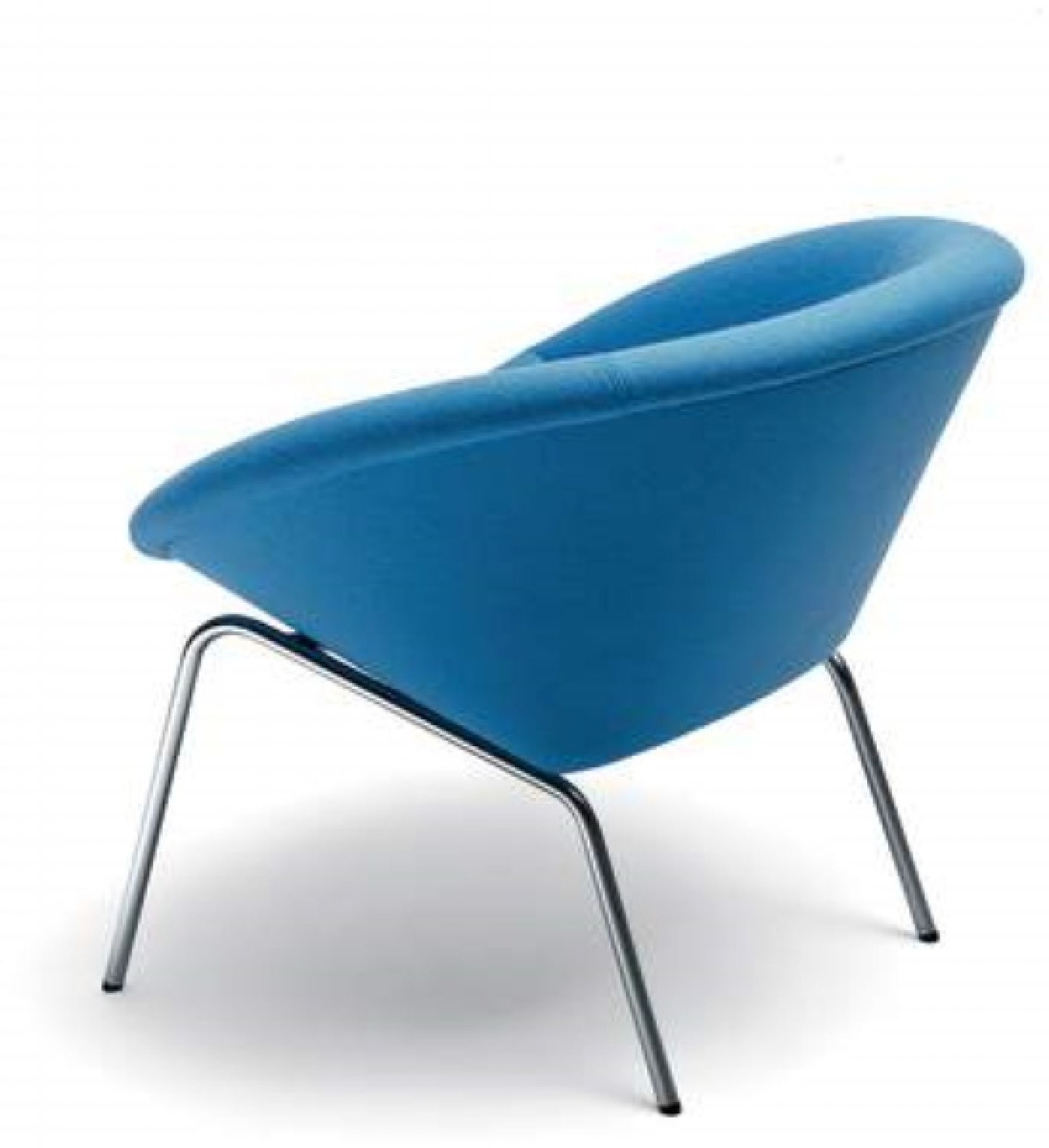 Blauer Sessel von Walter Knoll, Modell 369, mit verchromtem Stahlgestell. Designklassiker für Wohnzimmer.