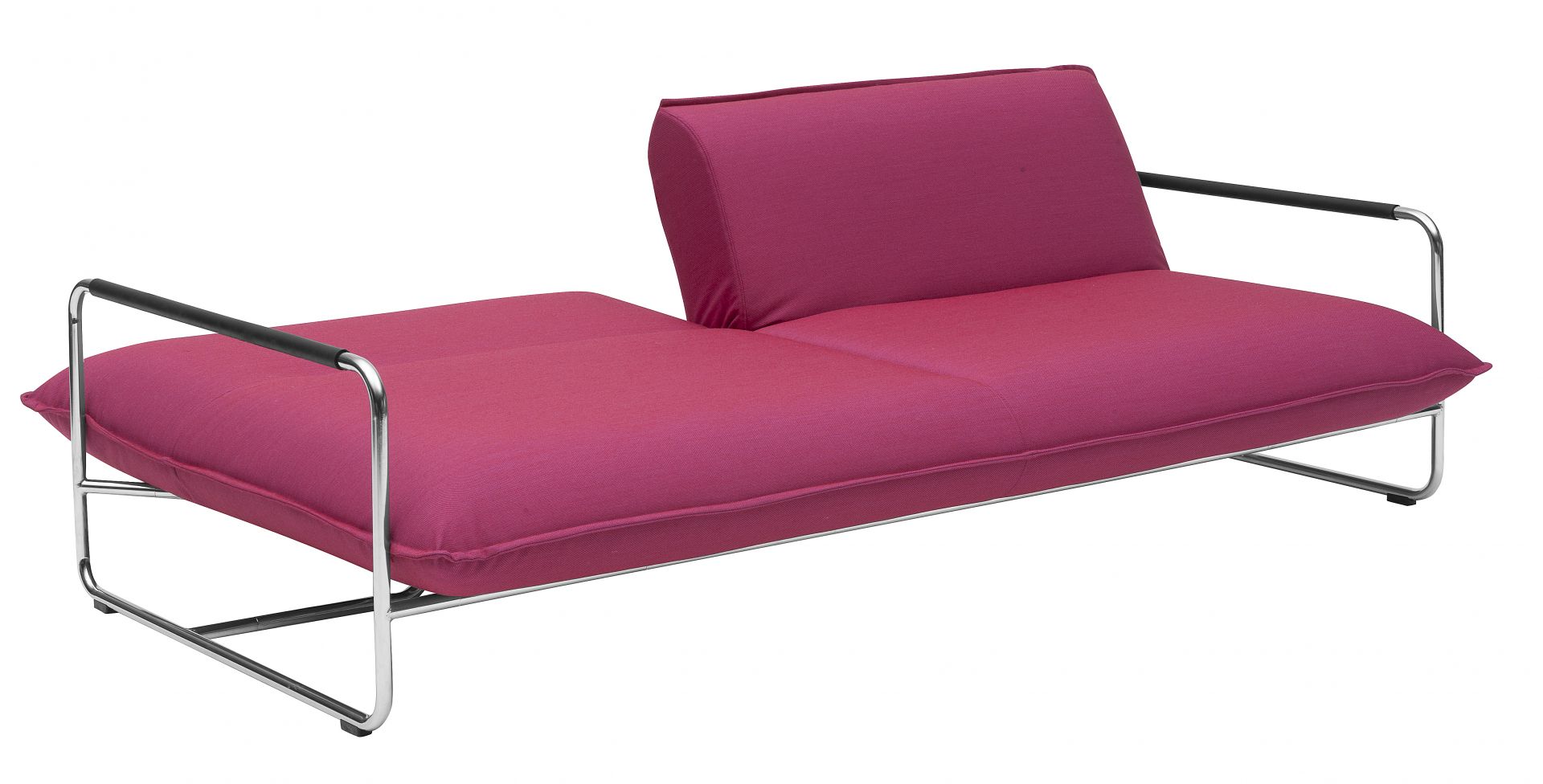 Nova Schlafsofa Softline in Pink mit Chromgestell: Modernes Schlafsofa für Wohnzimmer und Gästezimmer.