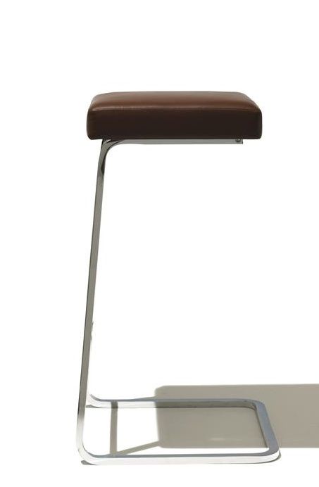 Four Seasons Barhocker von Knoll International mit braunem Lederbezug und verchromtem Stahlgestell. Moderner Barstuhl.