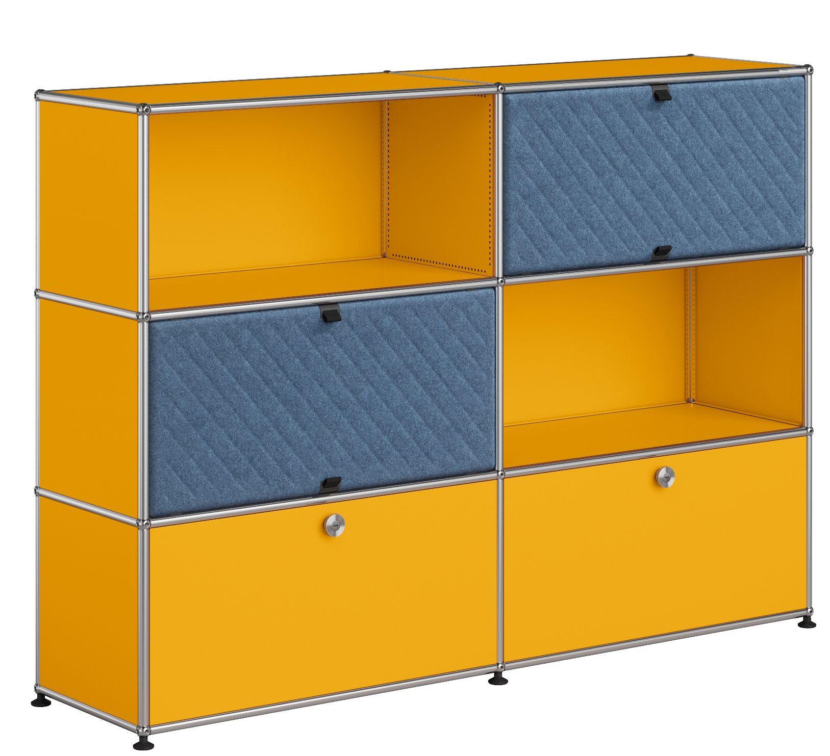 USM Haller Sideboard M66 mit Soft Panels Goldgelb-Blau