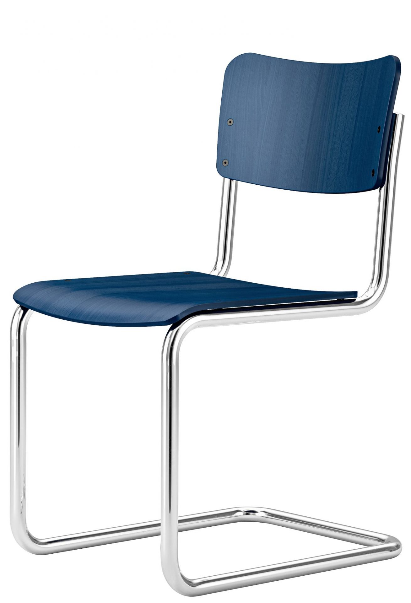 S 43 K Thonet Kinderstuhl Freischwinger in Blau mit Stahlrohrgestell, modernes Design für Kinderzimmer.